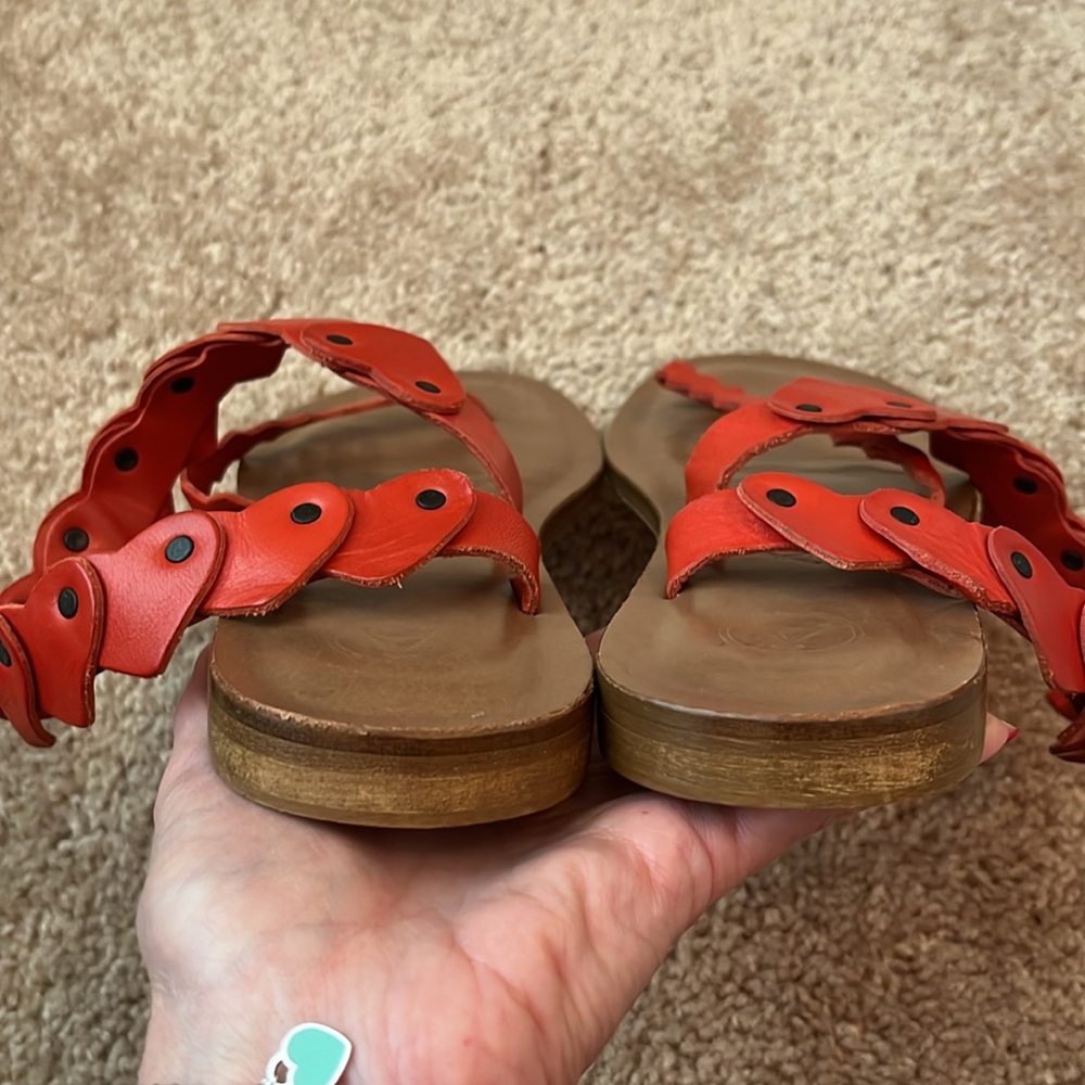 Red Heart Leather Sandals - Made in Italy Sandals US 10 - EU 40 - Picture 5 of 7